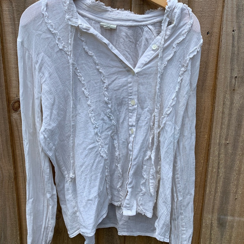 Sheer, off white top